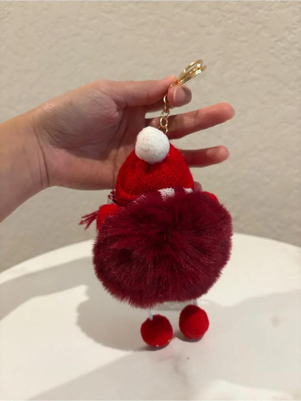Red Pom Doll Bag Charm Keychain with Scarf NWT